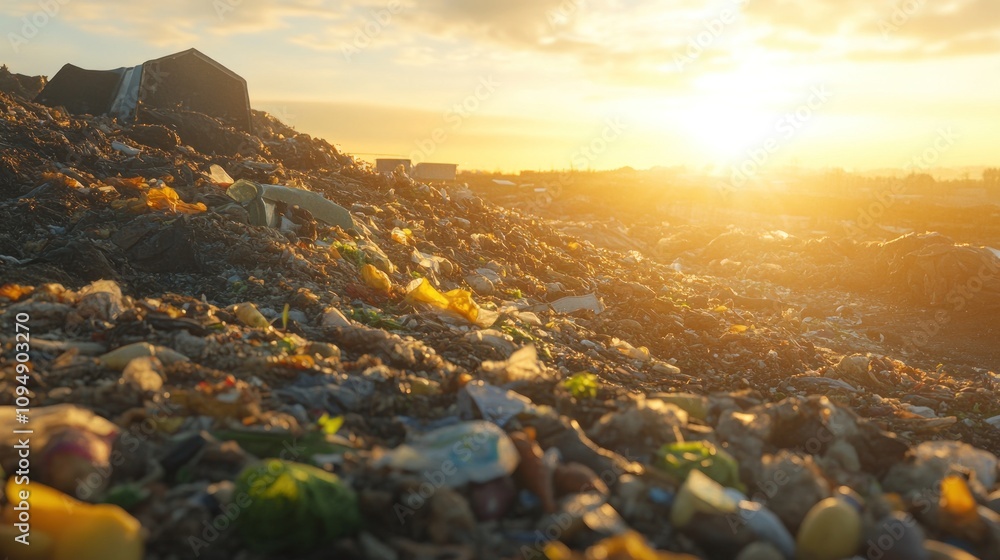 Naklejka premium Sunset Over Landfill