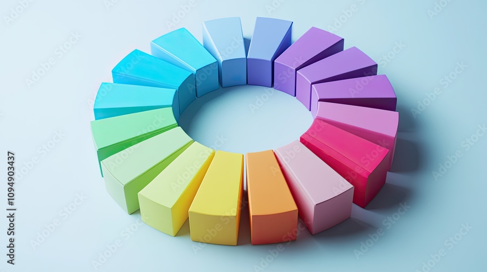 Fototapeta premium Circular business chart with soft pastel tones, [color chart], [depicting inclusive and adaptive marketing strategy] 