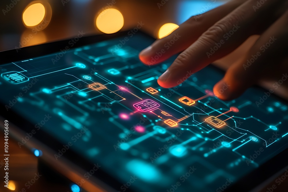 Interactive Flowchart on Digital Tablet Screen Interactive Flowchart on Digital Tablet Screen