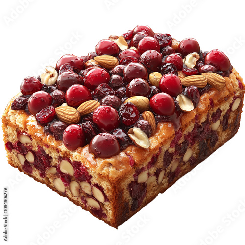 Delicious Cranberry Nut Loaf isolated on transparent background photo