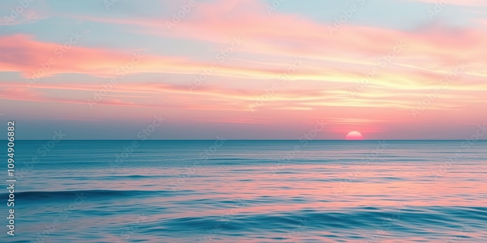 A delicate watercolor depiction of a sunset over a tranquil ocean with soft pinks and blues blending into teal, teal, sunset, pink A delicate watercolor depiction of a sunset over a tranquil ocean with soft pinks and blues blending into teal, teal, sunset, pink