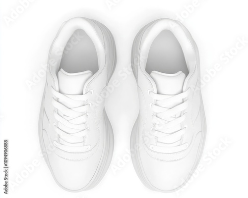 Wallpaper Mural Stylish white sneakers displayed from a top view, perfect for sports or casual wear, showcasing comfort and modern design. Torontodigital.ca