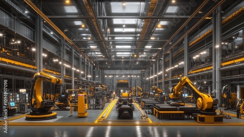 industry 40 factory with industrial engineer working alongside automation robot arms intelligent manufacturing concept 3d rendering