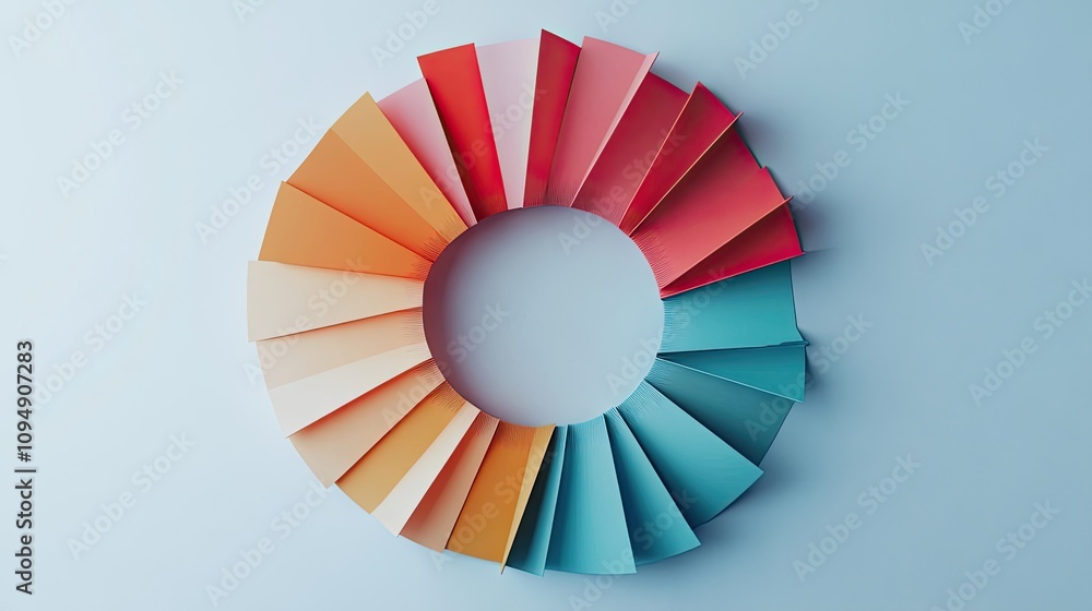 Obraz premium Creative circle chart with folded layers, [business data visual], [symbolizing depth and complexity in information]