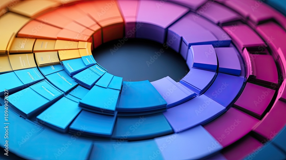 Obraz premium Creative circle chart with folded layers, [business data visual], [symbolizing depth and complexity in information]