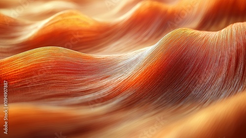 A mesmerizing abstract image displaying golden wave-like patterns flowing through a sculpted surface, evoking warmth, movement, and the beauty of artistic texture. photo