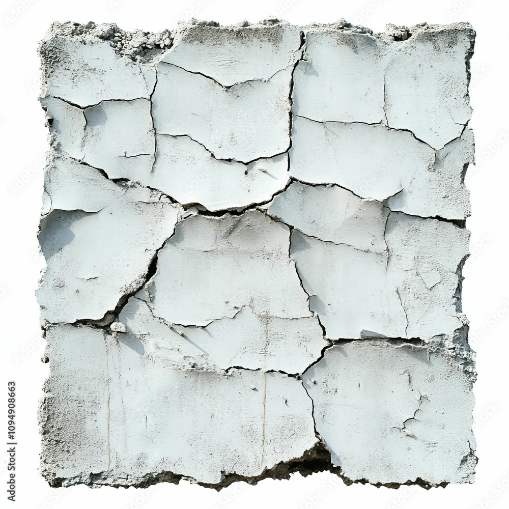 Obraz premium Cracked, weathered, white plaster fragment.