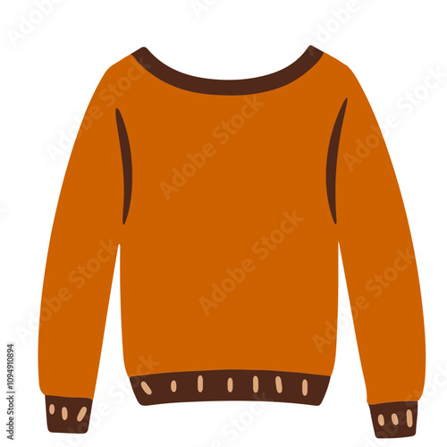 An orange sweater with long sleeves and a round neckline.