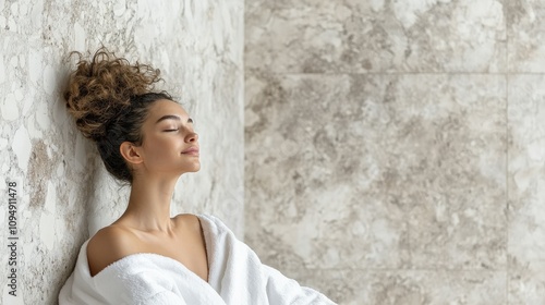 Luxury Spa Portrait of Woman in Relaxed, Minimalist Setting