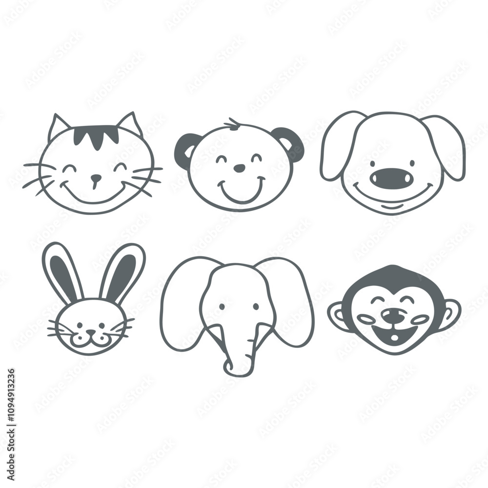 The silhouette of cute animals emoji and sticker vector illustration The silhouette of cute animals emoji and sticker vector illustration