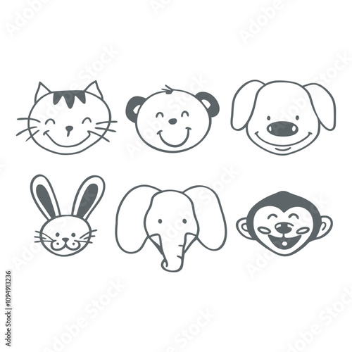 The silhouette of cute animals emoji and sticker vector illustration