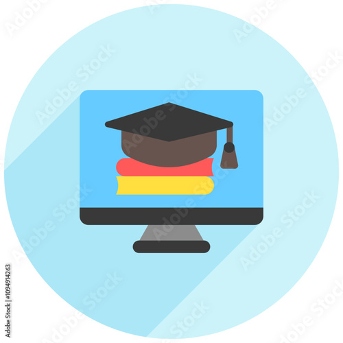 Graduation rounded flat color icon. use for modern concept, print, UI, UX kit, web and app development. Vector EPS 10, related to digital education, digital learning.