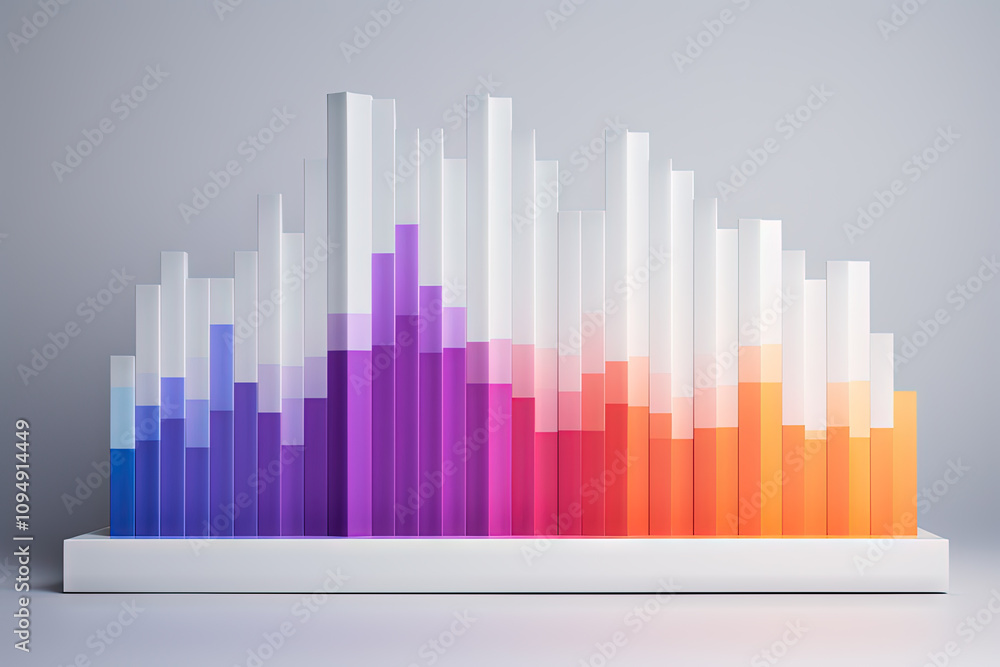 3D business graph with organized bars and information blocks. Abstract infographic element. Business growth and development to success concepts 3D business graph with organized bars and information blocks. Abstract infographic element. Business growth and development to success concepts
