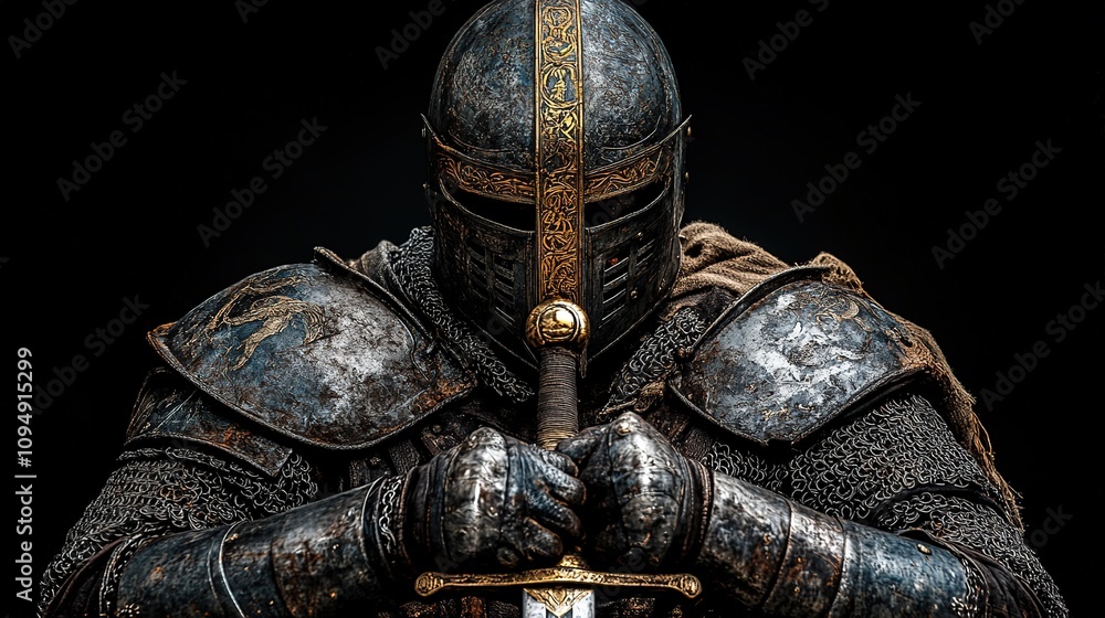 Medieval knight in armor with sword
Medieval knight in armor with sword