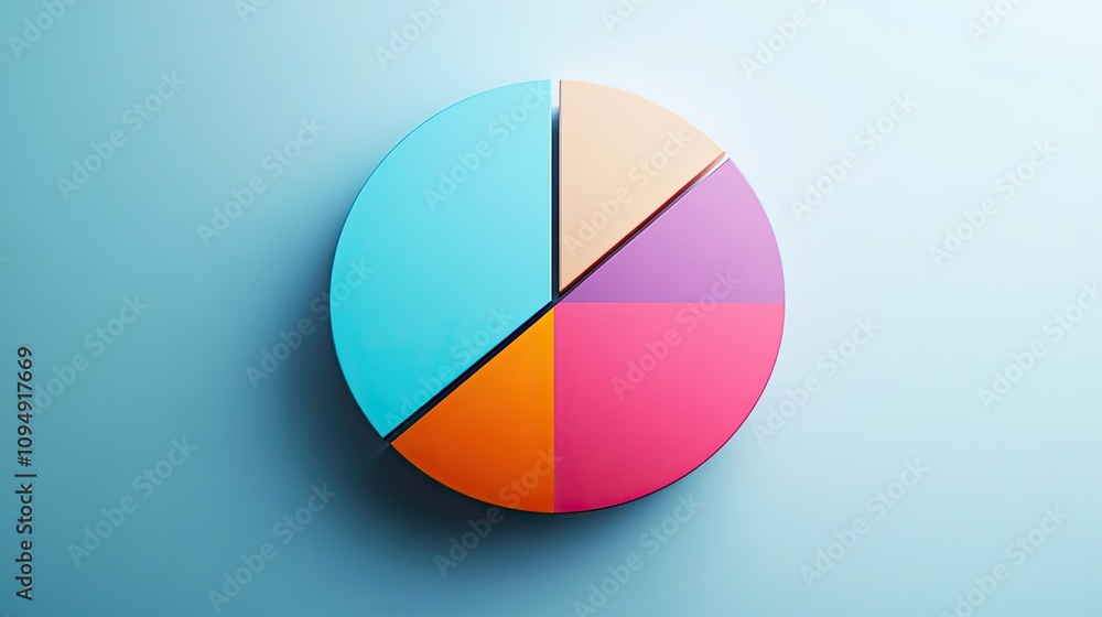 Fototapeta premium Minimalist color-coded pie chart, [business visualization], [symbolizing data clarity and strategic insight]