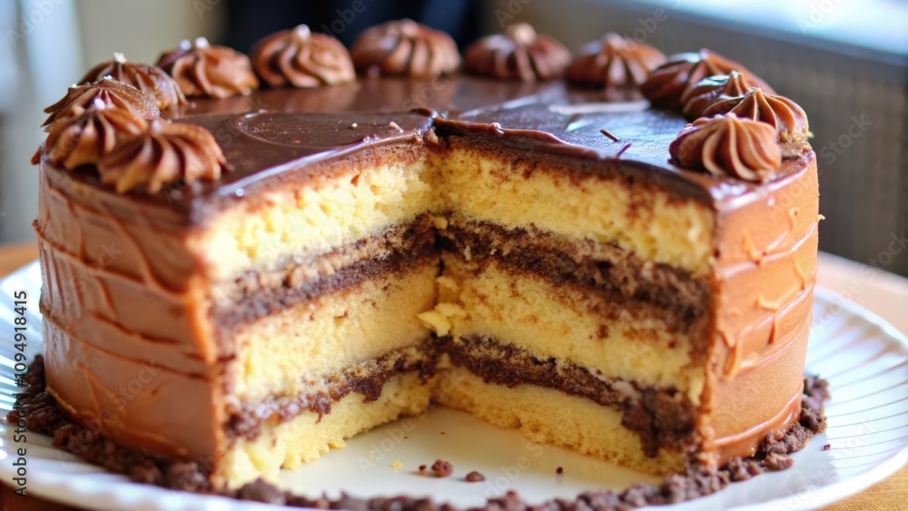 Chocolate and Caramel Cake with Swirl Decorations Chocolate and Caramel Cake with Swirl Decorations