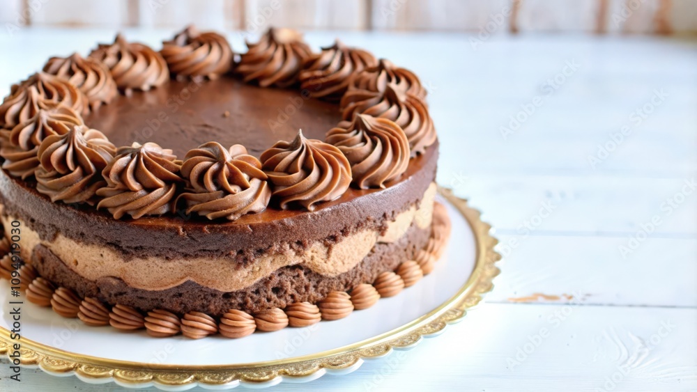 Chocolate Cake with Swirls of Chocolate Frosting Chocolate Cake with Swirls of Chocolate Frosting