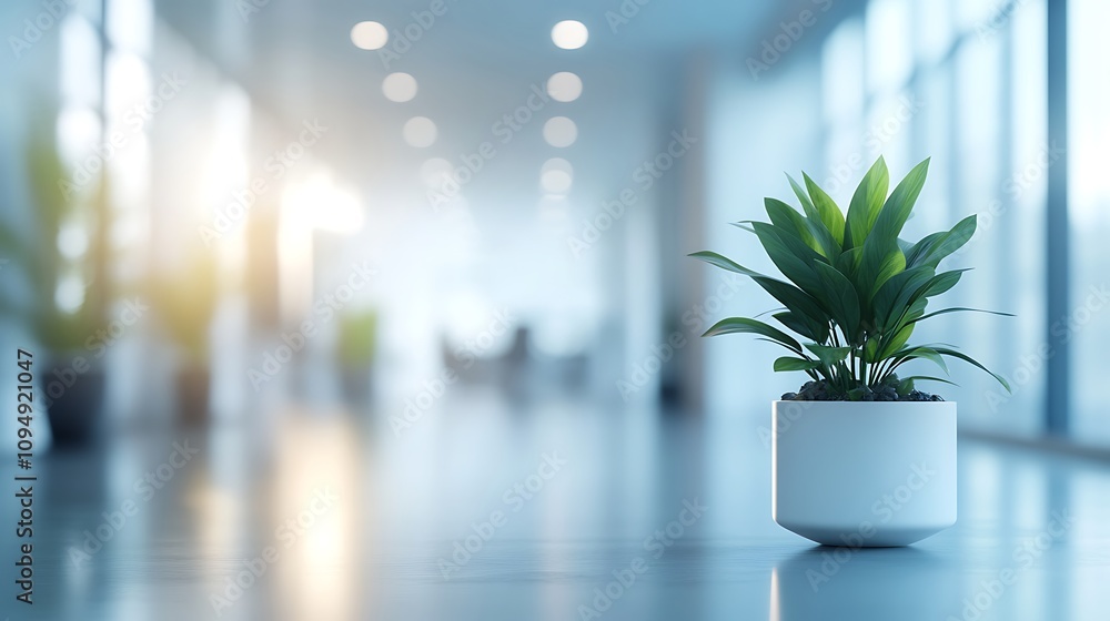 Fototapeta premium Indoor plant display modern office interior photography bright space focused view biophilic design