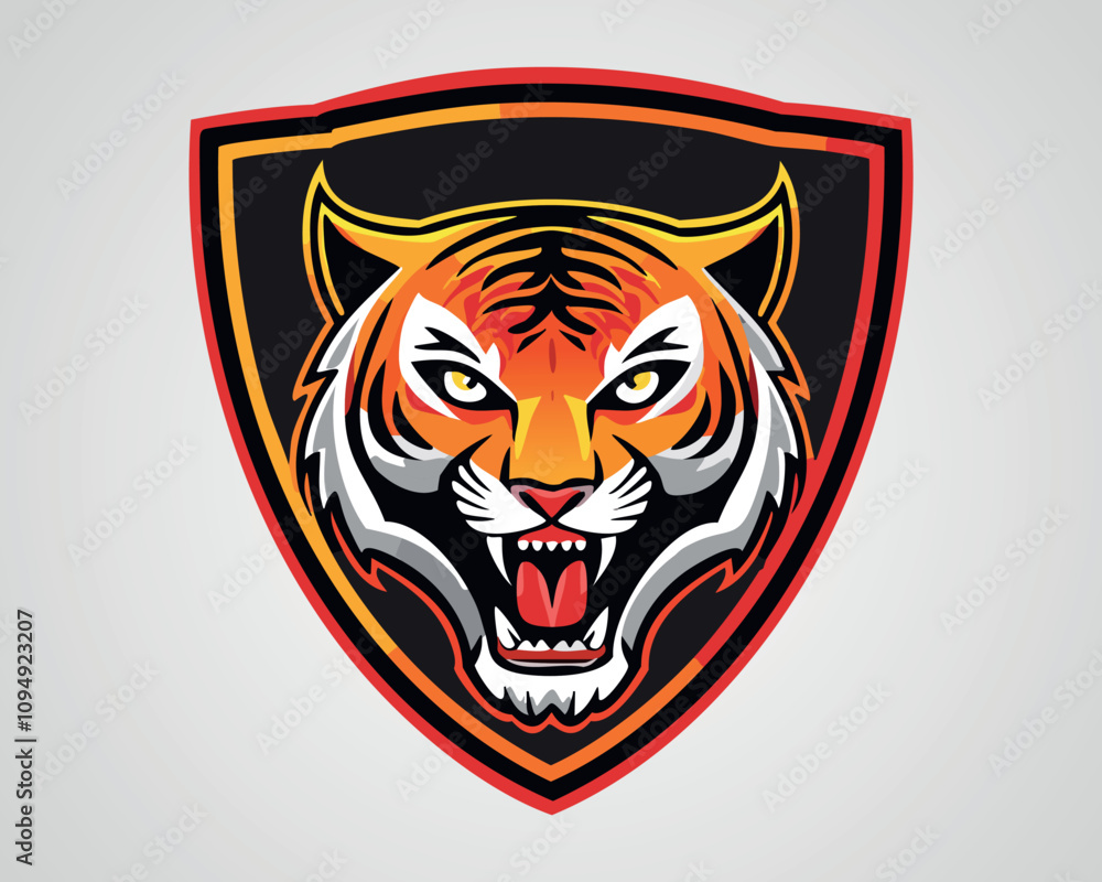 Fototapeta premium Fierce Tiger Head Logo Illustration