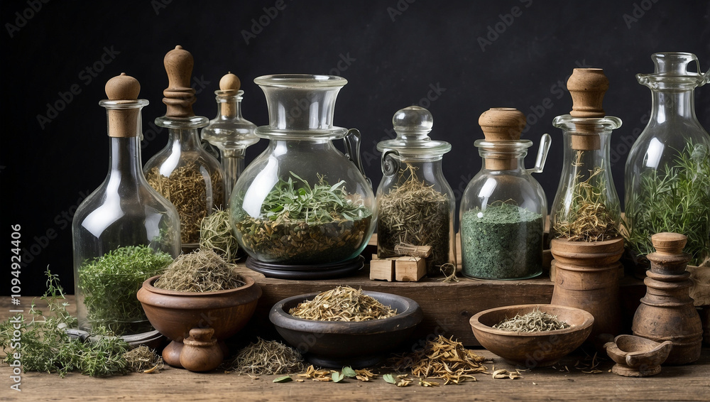 Apothecary Essentials Glass Bottles Mortar Apothecary Essentials Glass Bottles Mortar