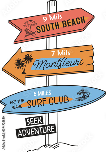 Signboard on a beach concept vector