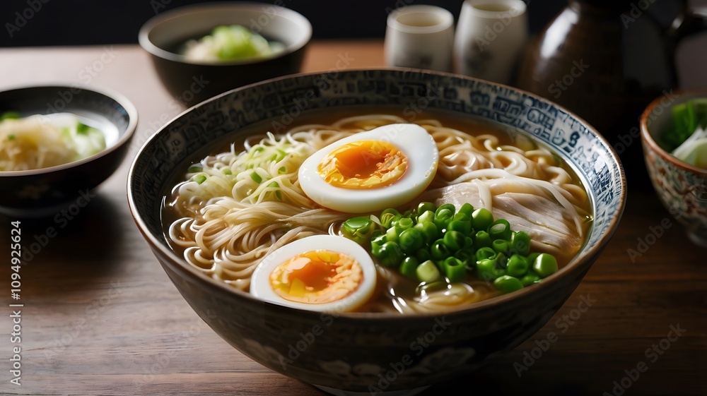 Japanese Ramen Soup with Egg Chicken Broth Japanese Ramen Soup with Egg Chicken Broth