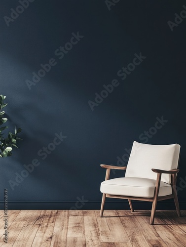 Modern armchair against a d...
