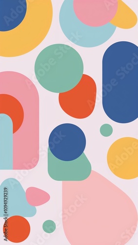 Colorful abstract shapes in soft pastels playful and modern