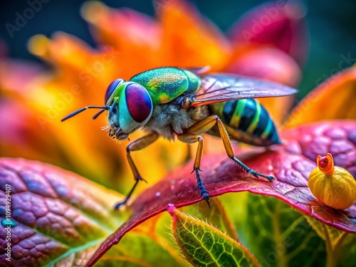 Close-Up Exploration of Nature's Textures and Colors: A Macro Photography Adventure Capturing the Intricacies of Leaves, Flowers, and Small Insects in Vibrant Detail photo