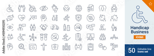 Handicap icons Pixel perfect. man, hand, medical, ...	
