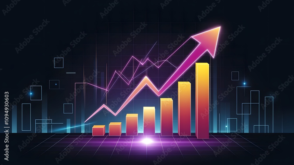 business graph with arrow