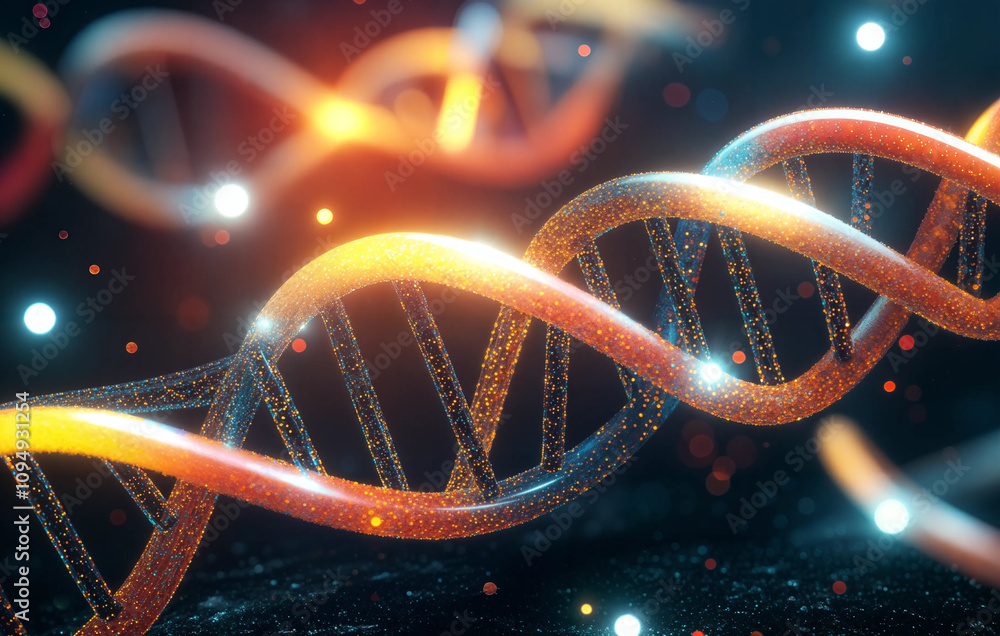 a vibrant 3D animation of a DNA double helix with a glowing, multi-colored background. a vibrant 3D animation of a DNA double helix with a glowing, multi-colored background.