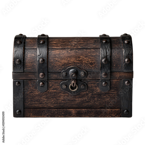 Antique wooden treasure chest with metal accents