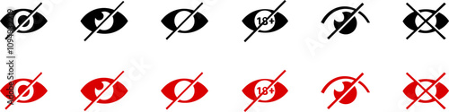 Image censorship icon set. Inappropriate content. Internet security concept.