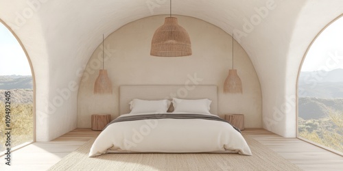 Serene Hilltop Bedroom:  Wa...