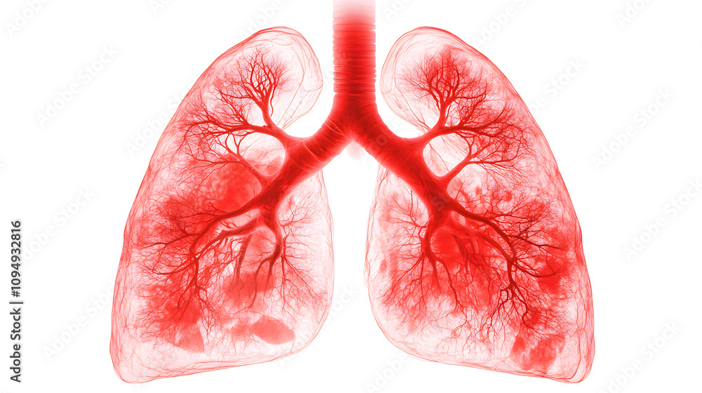 Human lungs illustration medical science anatomy study red visualization health education biological concept Human lungs illustration medical science anatomy study red visualization health education biological concept