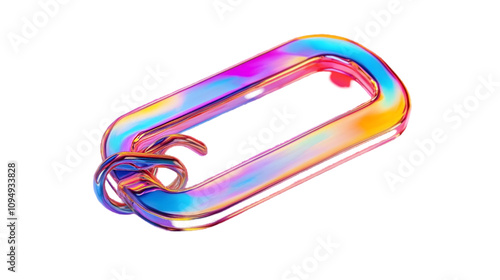 Abstract 3D Design with Holographic Effect and Shiny Metal Surface photo