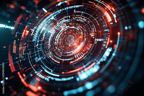 Wallpaper Mural A futuristic, technology-themed image portraying a digital tunnel layered with red and blue light streams, symbolizing data flow and high-speed connectivity. Torontodigital.ca