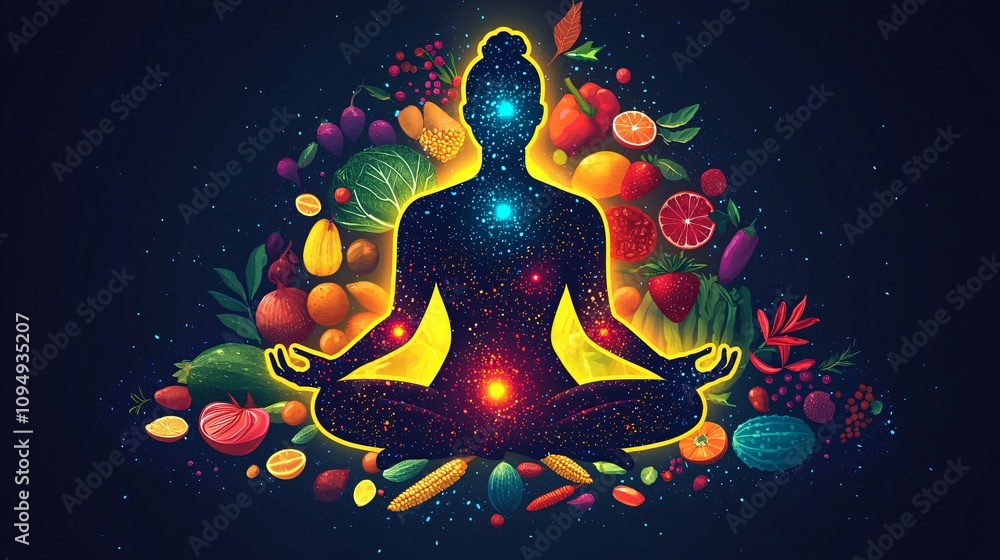 Cosmic Wellness Yoga Fruit Vegetable Healthy Lifestyle Cosmic Wellness Yoga Fruit Vegetable Healthy Lifestyle