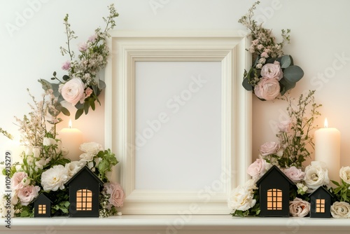 Blank Frame with Flowers an...