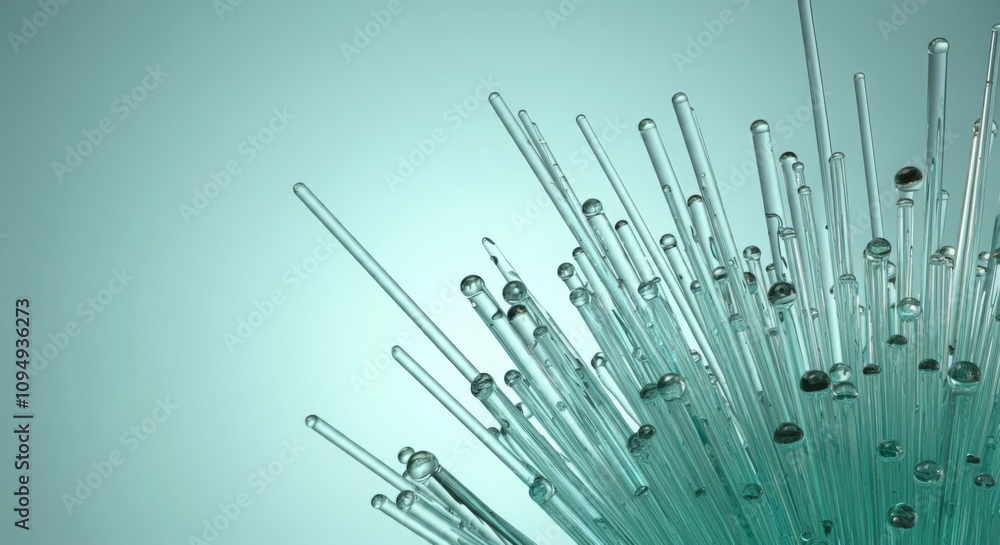 Blue Glass Rods Sculpture, Long Rods Design, Reflective, Elegant Refracting Translucent Art Blue Glass Rods Sculpture, Long Rods Design, Reflective, Elegant Refracting Translucent Art