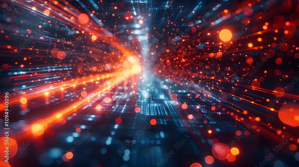 Abstract 3D Digital Background: Glowing Particles and Lines Converge Dynamically in a Futuristic Setting Abstract 3D Digital Background: Glowing Particles and Lines Converge Dynamically in a Futuristic Setting