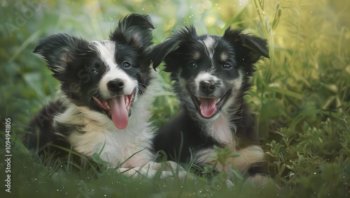 happy dogs outdoors in natural setting