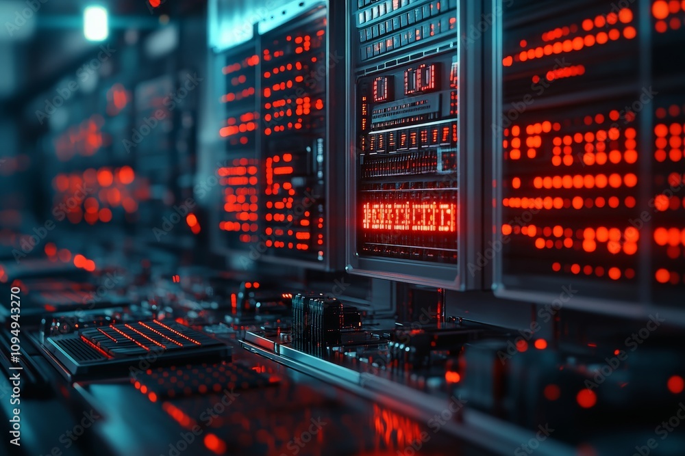 A close-up view of illuminated server displays in a data center, symbolizing the intricacies of data management and the heart of digital infrastructure. A close-up view of illuminated server displays in a data center, symbolizing the intricacies of data management and the heart of digital infrastructure.
