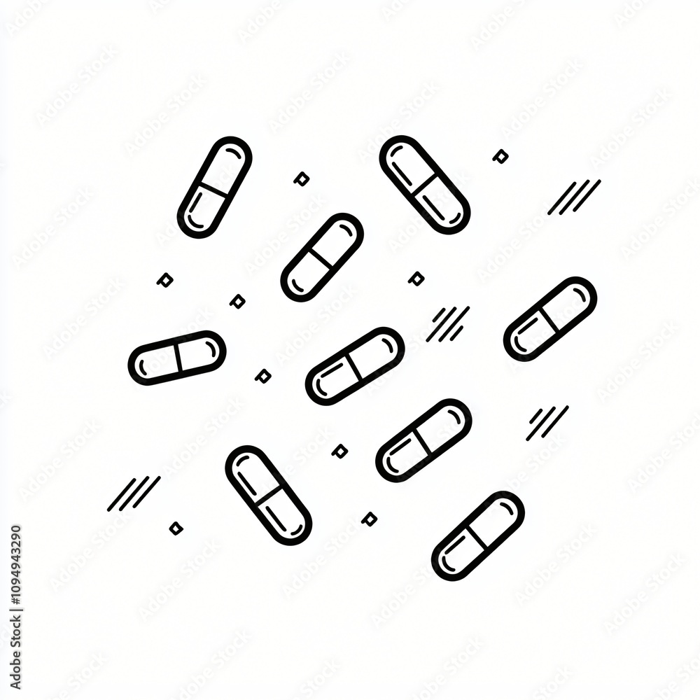 Scattered Capsules Medical Pharmacy Healthcare Illustration Scattered Capsules Medical Pharmacy Healthcare Illustration