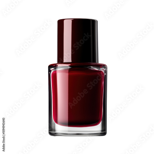 Elegant deep red nail polish in glass bottle