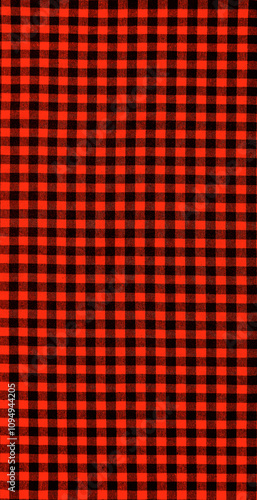 top view of red checkered tablecloth surface as background food concept banner for culinary presentations. merry christmas backdrop. black Checkered Tablecloth on Table