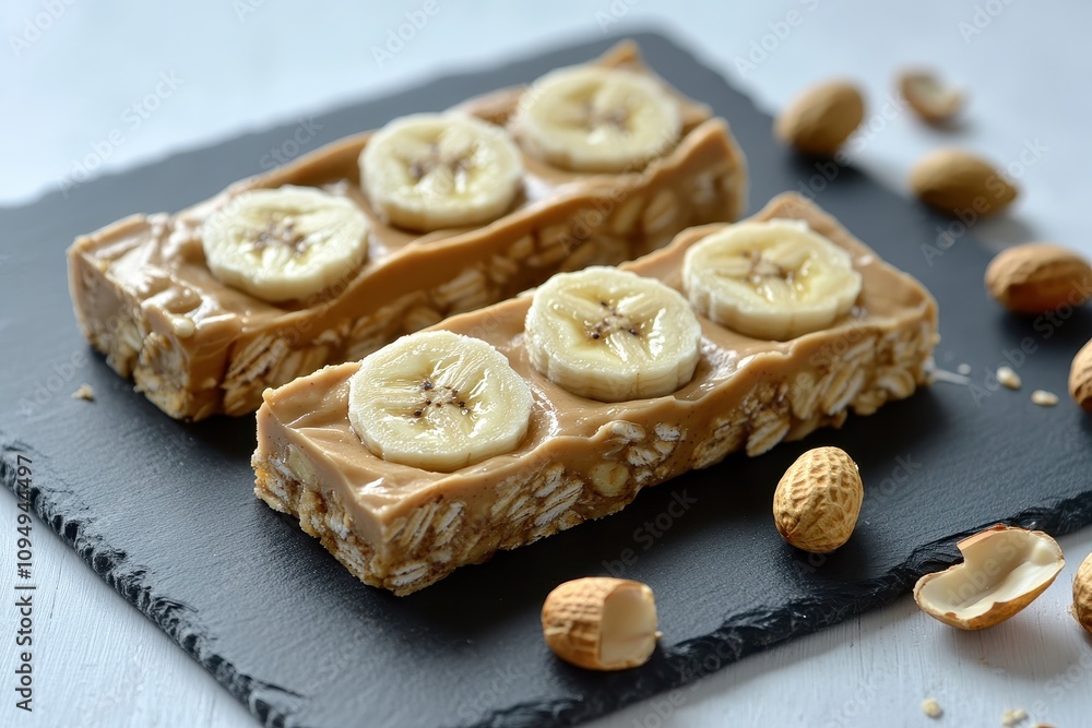 Granola Bars with Banana and Peanut Butter Swirls Granola Bars with Banana and Peanut Butter Swirls