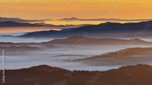 Misty Mountain Landscape at Sunrise