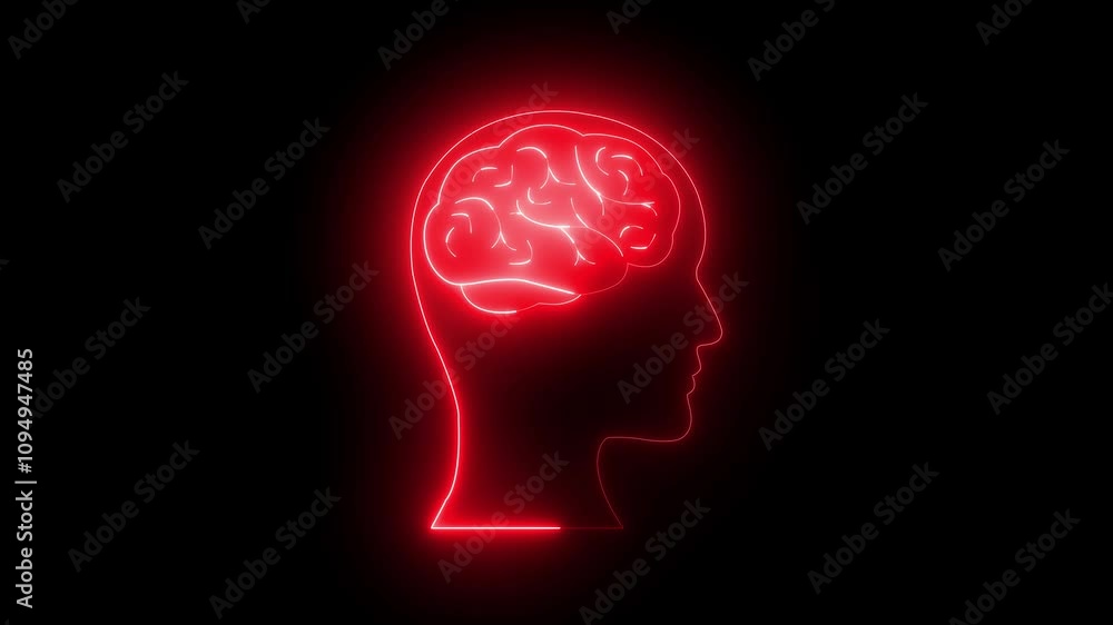 Human brain with neon effect on black background. Science concept. Neon brain icon. Artificial Intelligence and Healthcare Concept. Human head with neon brain emblem, medicine, sign, human body part. Human brain with neon effect on black background. Science concept. Neon brain icon. Artificial Intelligence and Healthcare Concept. Human head with neon brain emblem, medicine, sign, human body part.